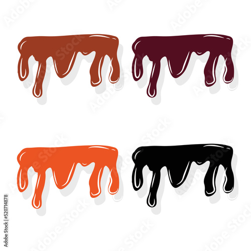 Drip chocolate vector illustration. chocolate splash and flow drops of dark or milky choco. drip choco