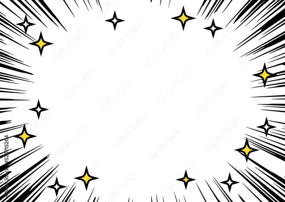 黒い集中線とキラキラのポップなフレーム 透過背景 Vector De Stock Adobe Stock