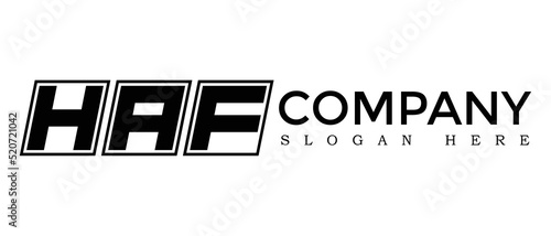 HAF three Letter Rounded rectangle boxes shape element symbol digital initial technology Media business logo design, Vector Template