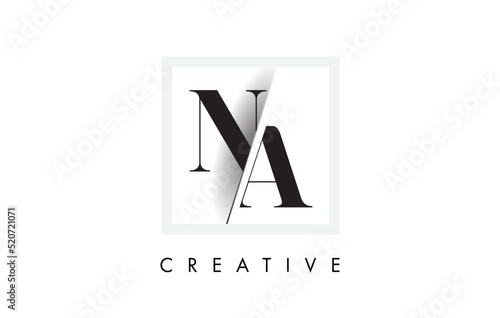 NA Serif Letter Logo Design with Creative Intersected Cut.