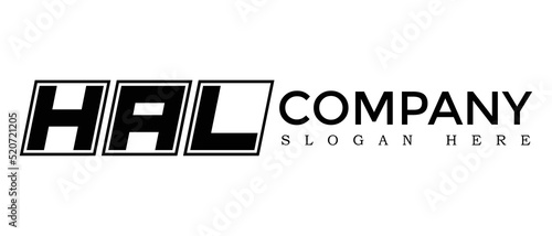 HAL three Letter Rounded rectangle boxes shape element symbol digital initial technology Media business logo design, Vector Template