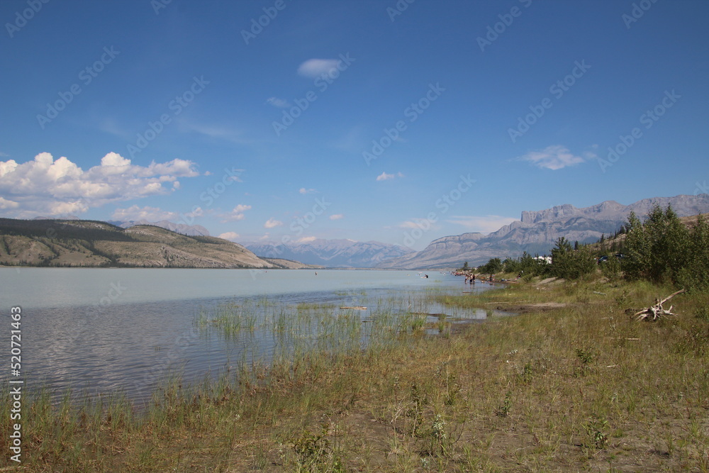 Fototapeta premium Haze Over Lake Jasper, Jasper National Park, Alberta