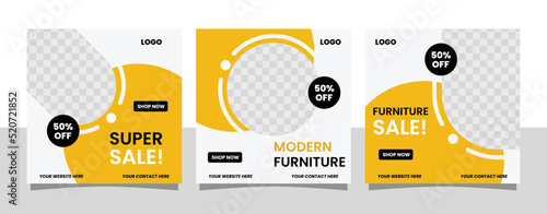 Set of editable social media post template for modern furniture sale