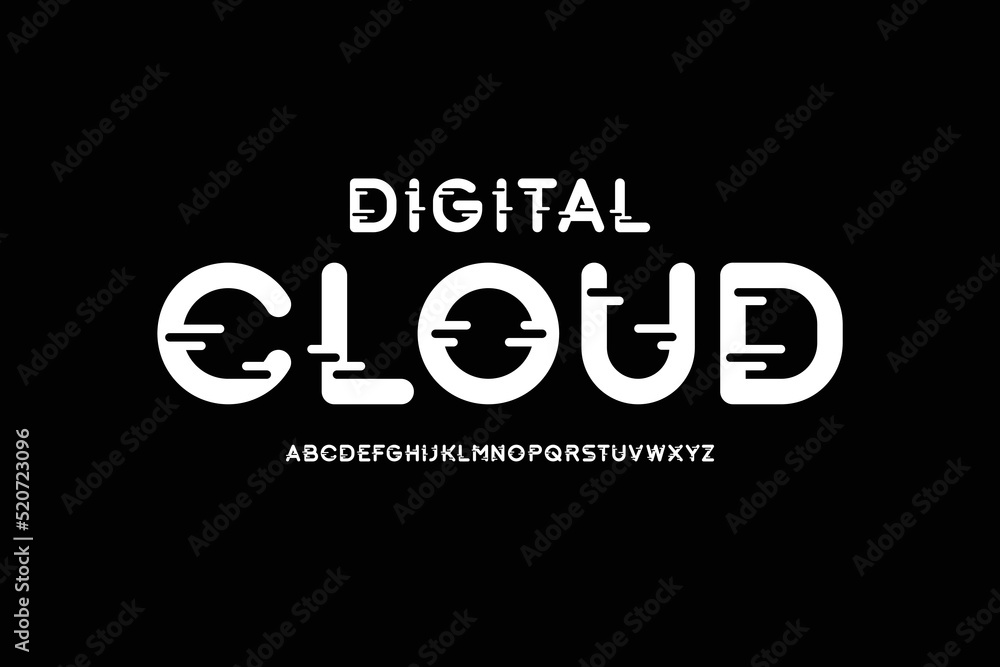 Modern sans serif font with glitch design Modern sans serif font with glitch design
