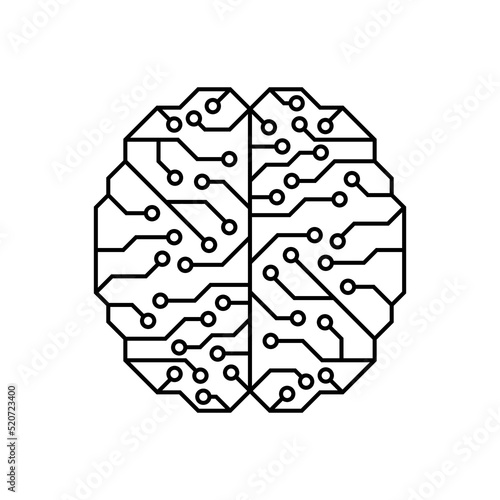 Artificial Intelligence brain icon. Digital electronic data transfer concept. Vector illustration