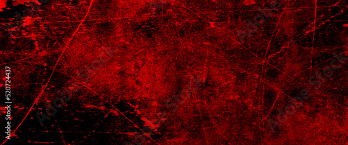 Red grunge texture background of cement plaster wall with cracks, red grunge wall texture. dark red grunge background. Horror Cement texture, wall full of scratches, Scary dark wall, grungy cement.