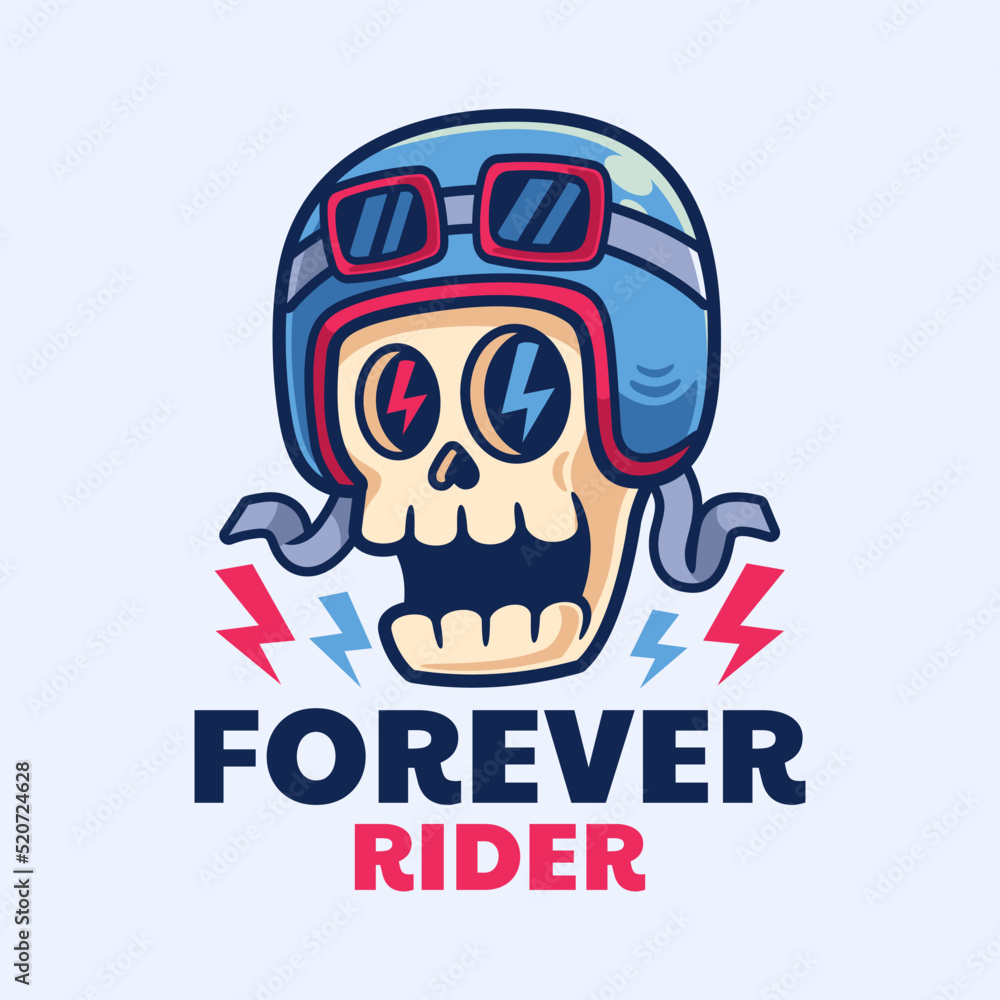 Skull Retro Helmet Logo Design