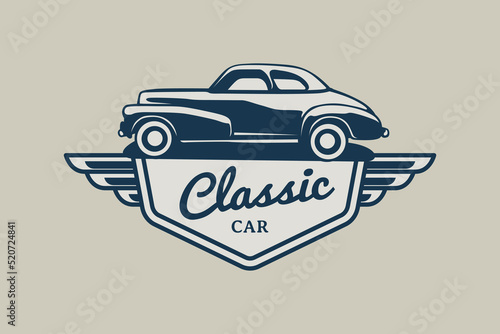 Hand Drawn Vintage style of muscle and classic cars badge