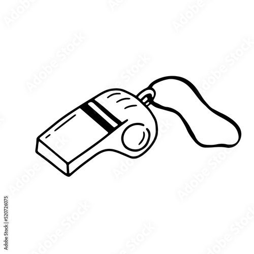 Doodle whistle Icon isolated on white. Whistle sketch