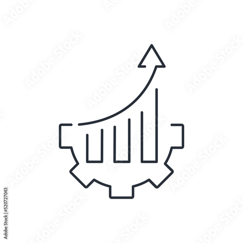 Technology with a graph to the top. Technical excellence,superiority .Vector linear icon isolated on white background.