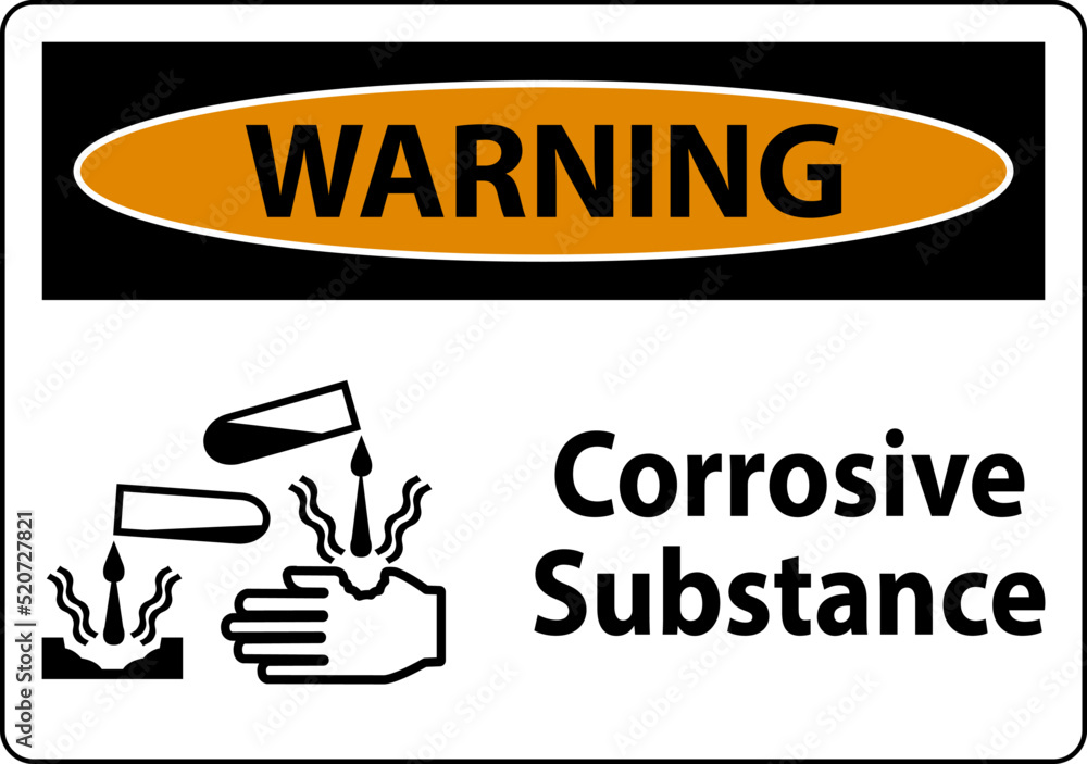 Warning Sign Corrosive Substance On White Background Warning Sign Corrosive Substance On White Background