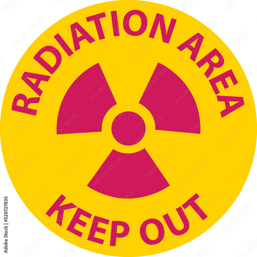 Caution Radiation Area Keep Out Sign On White Background Caution Radiation Area Keep Out Sign On White Background