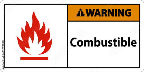 Warning Sign Combustible On White Background