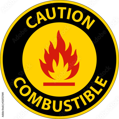 Caution Sign Combustible On White Background