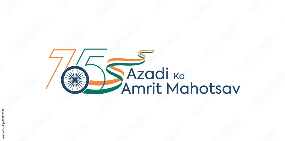 New Delhi-India, August 15, 2022: 75 Year Anniversary Independence Day Logo. Azadi Ka Amrit Mahotsav (Translate: Elixir of Independence Energy). Vector Illustration. - obrazy, fototapety, plakaty 