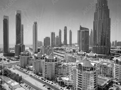 Wonderful Arial view of Dubai City   Full of flat buildings 
