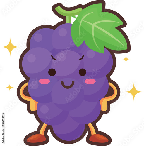 得意気な顔をしたかわいいブドウのキャラクターのイラスト