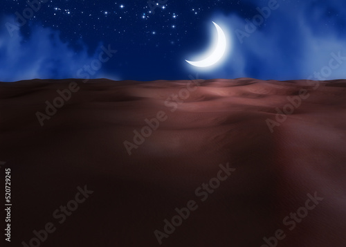 Moon over desert