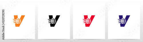 Basketball Go Fast Letter Logo Design V