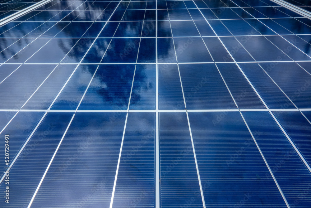 Large solar panels on rooftop of modern comfortable Large solar panels on rooftop of modern comfortable