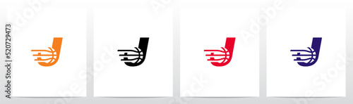 Basketball Go Fast Letter Logo Design J