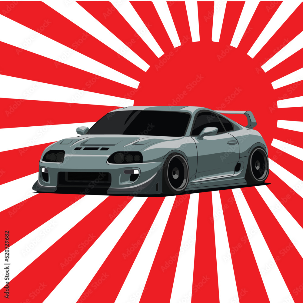 Japanese sport car vector illustration for t shirt design, poster design, post design and