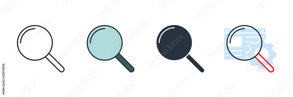 search icon logo vector illustration. Magnifying glass symbol template for graphic and web design collection search icon logo vector illustration. Magnifying glass symbol template for graphic and web design collection