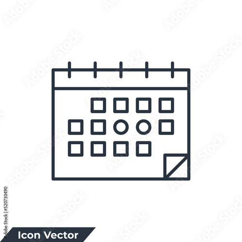 calendar icon logo vector illustration. Time management symbol template for graphic and web design collection