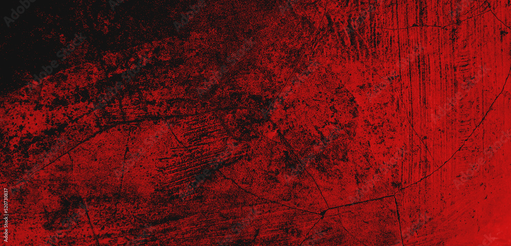 Black red stained cracked concrete wall. Abstract textured. Grunge.