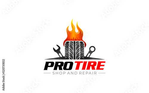Illustration vector graphic of tire shop and repair service logo design template