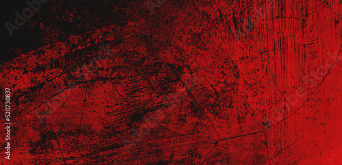 Fotografie, Obraz Black red stained cracked concrete wall