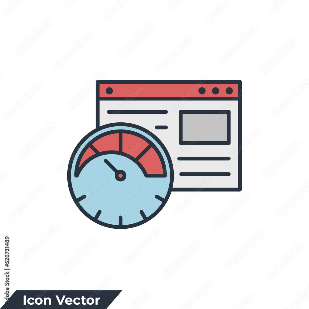 Fototapeta premium page speed icon logo vector illustration. Website Optimization symbol template for graphic and web design collection