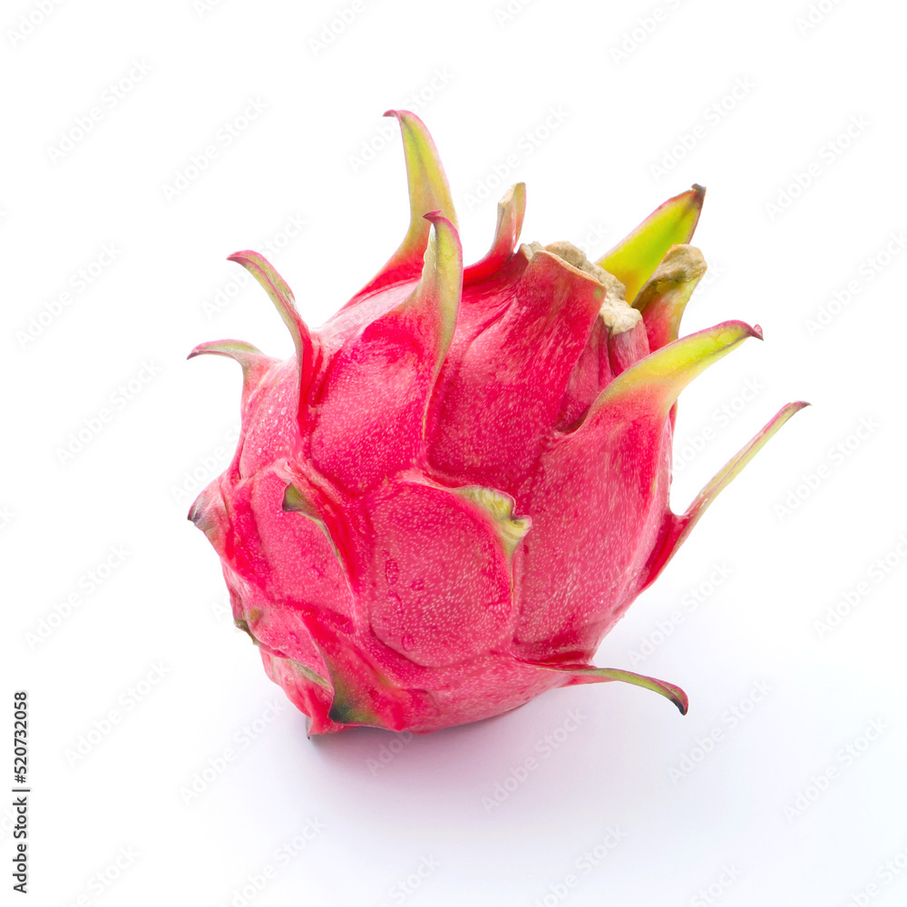 Red dragon fruit isolated on white background , top view. Red dragon fruit isolated on white background , top view.