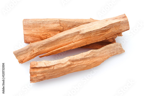 Dry firewood isolated on white background, top view , flat lay.