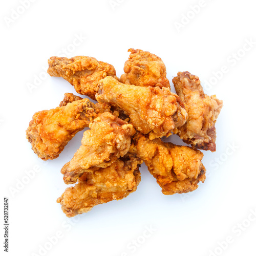 Fried chicken pattern isolated on white background , top view , flat lay.