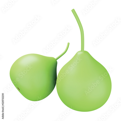 Bottle gourd round 3d rendering isometric icon.