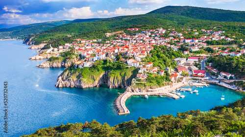 Obraz na płótnie Vrbnik, Croatia - Beautiful village on Krk Island, Adriatic Sea landscape w salonie