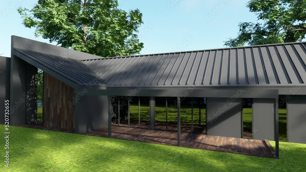 3D rendering of a modern house Barnhouse-style. Located in a picturesque area. Suitable for a modern elegant family. 3D rendering of a modern house Barnhouse-style. Located in a picturesque area. Suitable for a modern elegant family.