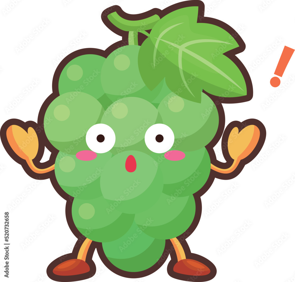 Fototapeta premium 驚いているかわいいマスカットのキャラクターのイラスト