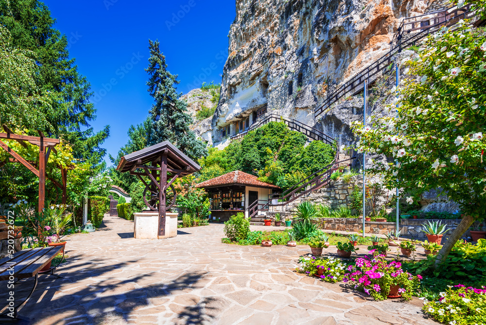 Basarbovo, Bulgaria. Orthodox rock built monastery, medieval bulgarian heritage.