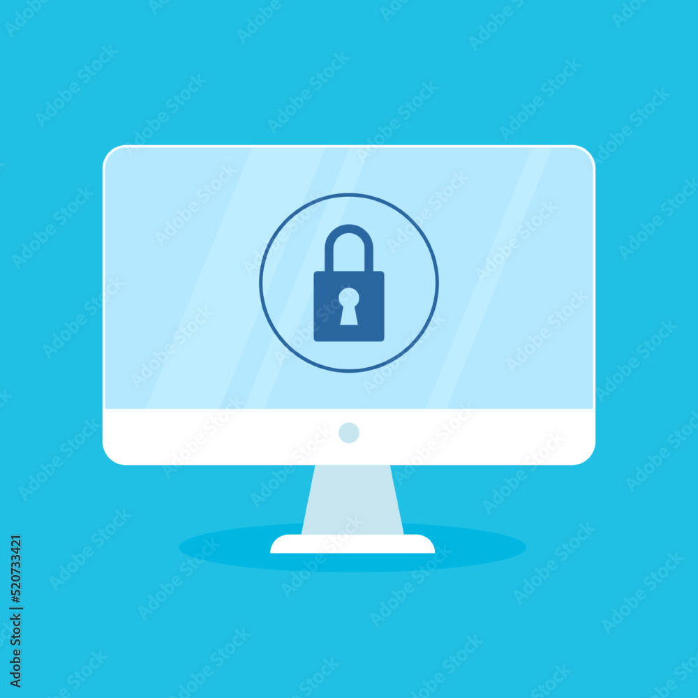 Monitor or computer with open programs on a blue background. Vector flat illustration. Layout for design, infographic, logo or icon. Monitor or computer with open programs on a blue background. Vector flat illustration. Layout for design, infographic, logo or icon.
