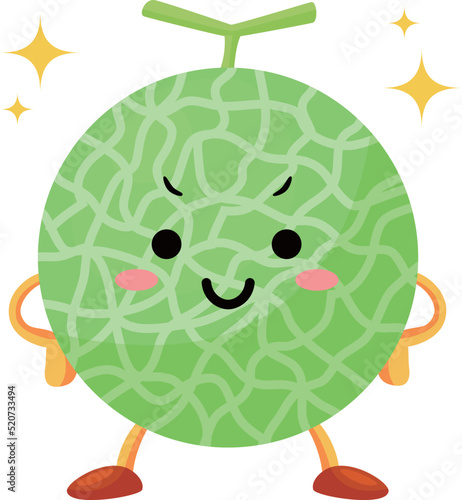 得意気な顔をしたかわいいメロンのキャラクターのイラスト