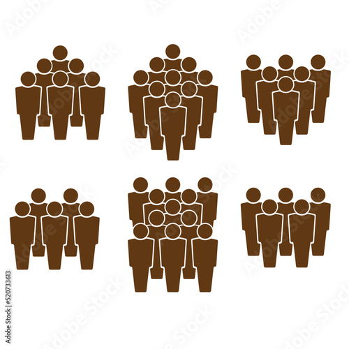 simple vector illustrated silhouette groups of people