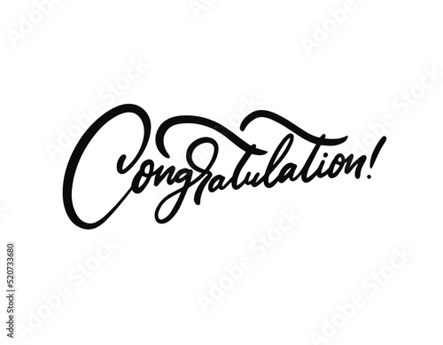 Congratulations hand drawn black color calligraphy phrase. Celebration and holiday lettering text.