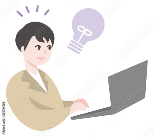 アイデアを出す人物のビジネスイラスト