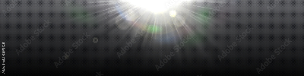 Sunlight rays with lens glare and rainbow isolated on transparent background. Vector realistic illustration of abstract white flare or sunlight shine with refraction effect
