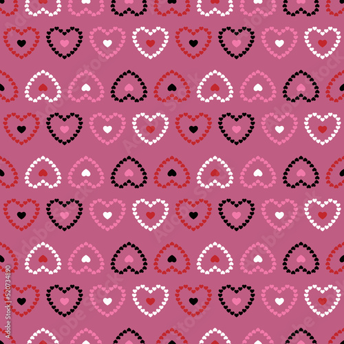 Hearts seamless pattern for Valentine's day . wallpaper print of hearts.Wrapping paper pink background . Graphic texture for design vector illustration .