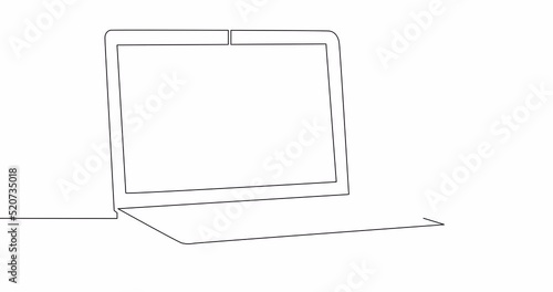 Self drawing line animation Laptop continuous line drawn concept video