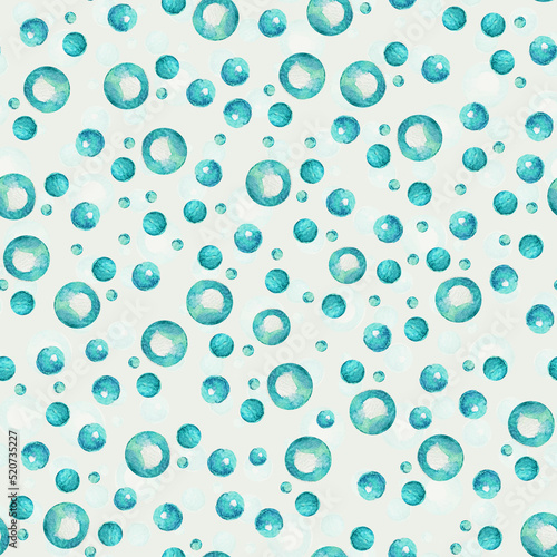 Soap bubbles watercolor seamless pattern. Template for decorating designs and illustrations.