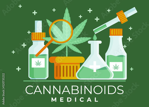 Cannabinoids illustration. Medical of cannabis flat illustration. Flat design style. Modern color of healthcare. Vector eps 10